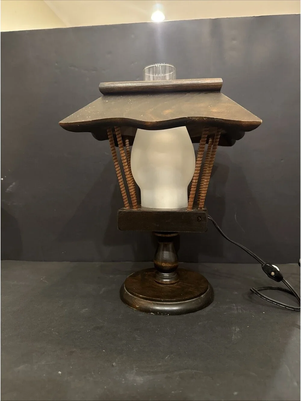 Vintage Wooden Chimney Shade Light Lamp Rustic Farmhouse Decor Electric